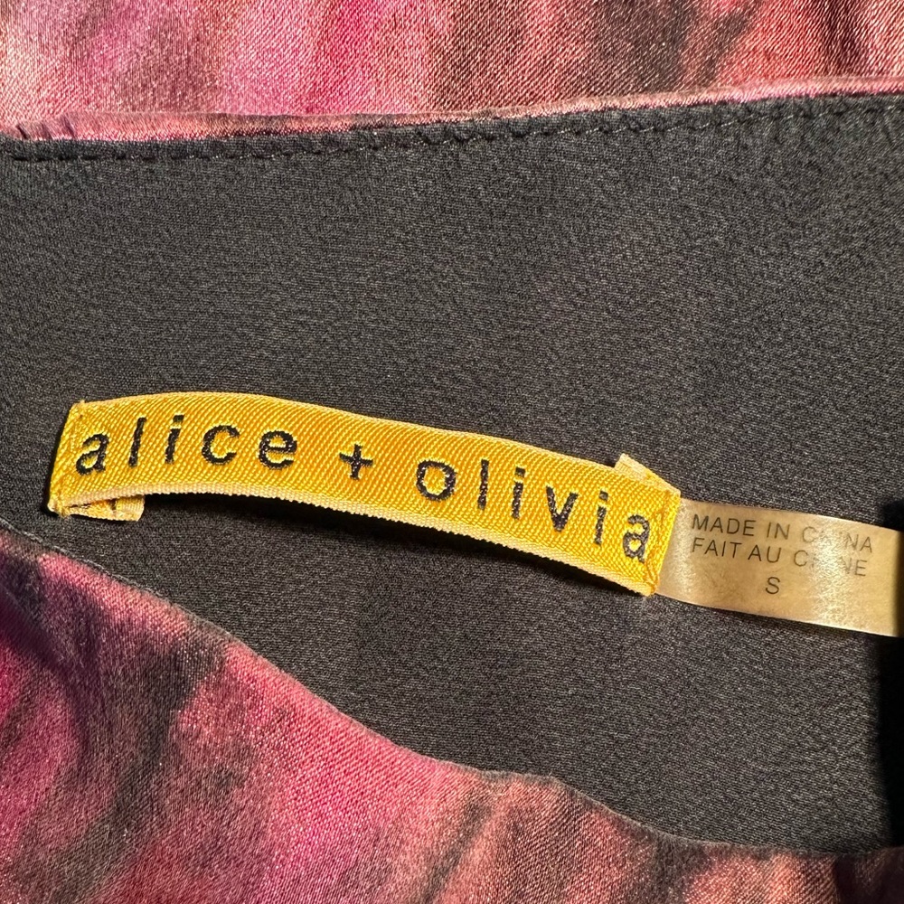 Alice + Olivia Silk Watercolor Boho-Chic Ethereal Belled Sleeve Mini Dress - S - Picture 5 of 12